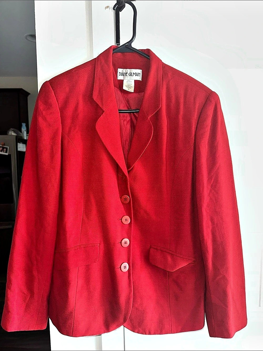 Diane Gilman Red Blazer Size 10 Like New